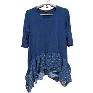 Yak n Yeti Women Tunic Top Size S Blue Lagenlook Bohemian Fairy Lightweight